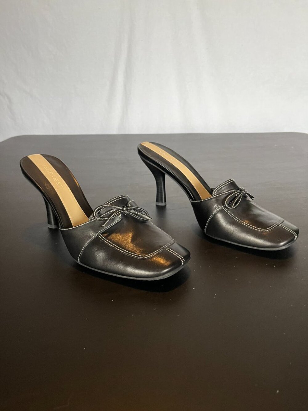 Nine West Size 8.5M Work Chico Black Leather Heels